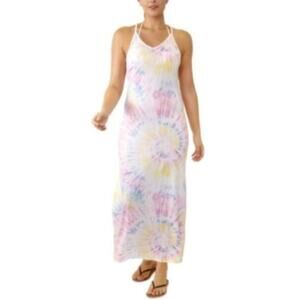 Miken Juniors' V-Neck Maxi Cover-Up Tie Dye Dress Women's Swimsuit Size M New